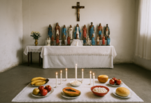 Casa de Umbanda Contagem: guia real para quem busca ajuda Casa de Umbanda em Contagem com altar tradicional, velas e oferendas.